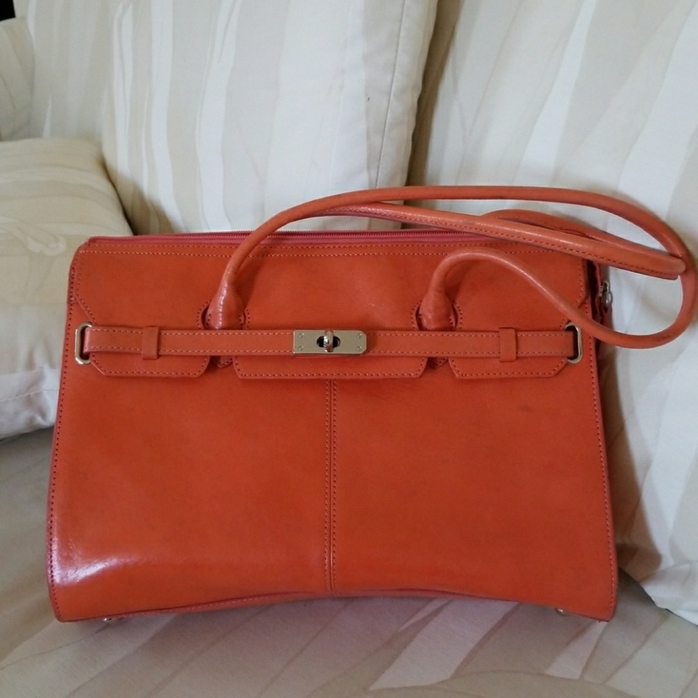 Wilson Leather Pelle Studio Orange Coral Purse